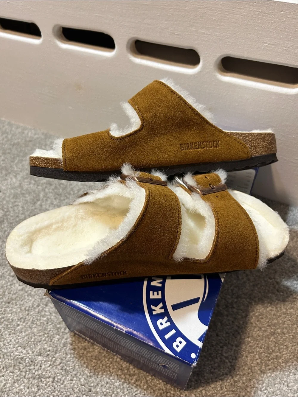 Birkenstock Arizona Mink Shearling and Suede sandals